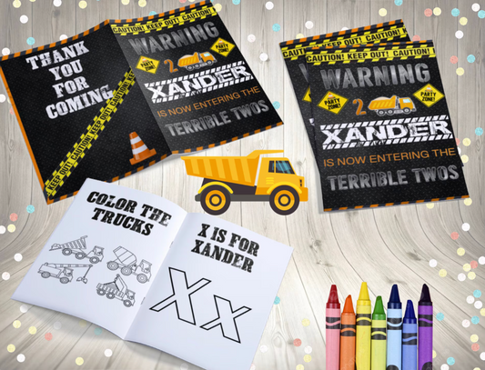Terrible Twos Coloring Book, Construction Party, Second Birthday, 2Nd Birthday Part, Construction Decor, Dump Truck Birthday
