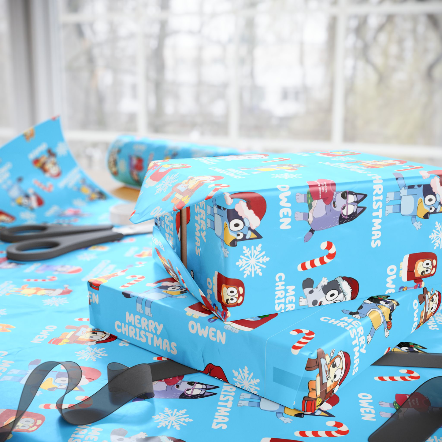 Custom Christmas Bluey wrapping paper