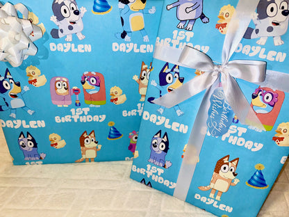 Custom Bluey wrapping paper