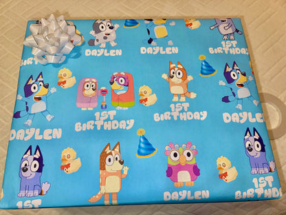 Custom Bluey wrapping paper